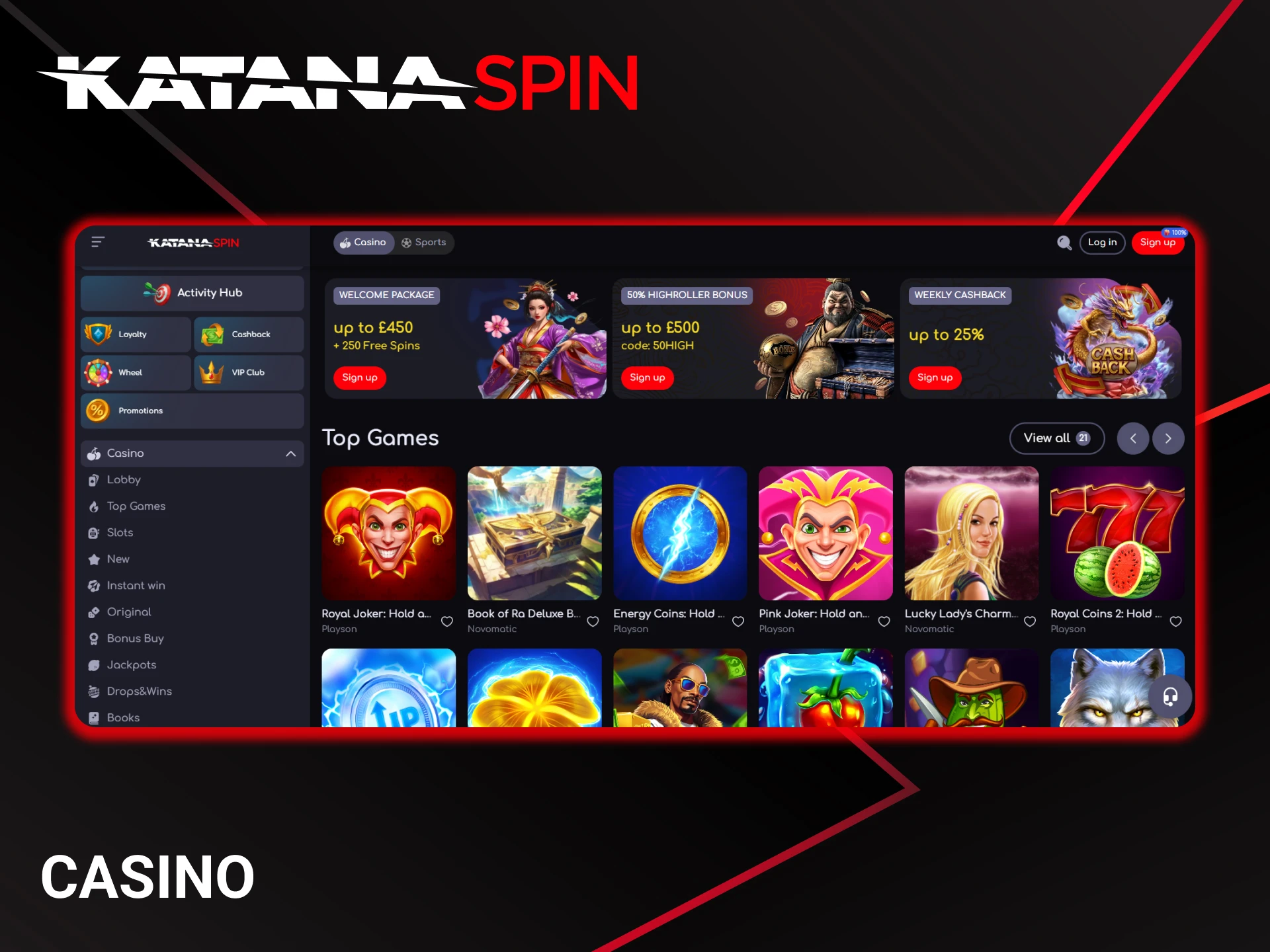 KatanaSpin provides a wide range of casino games.