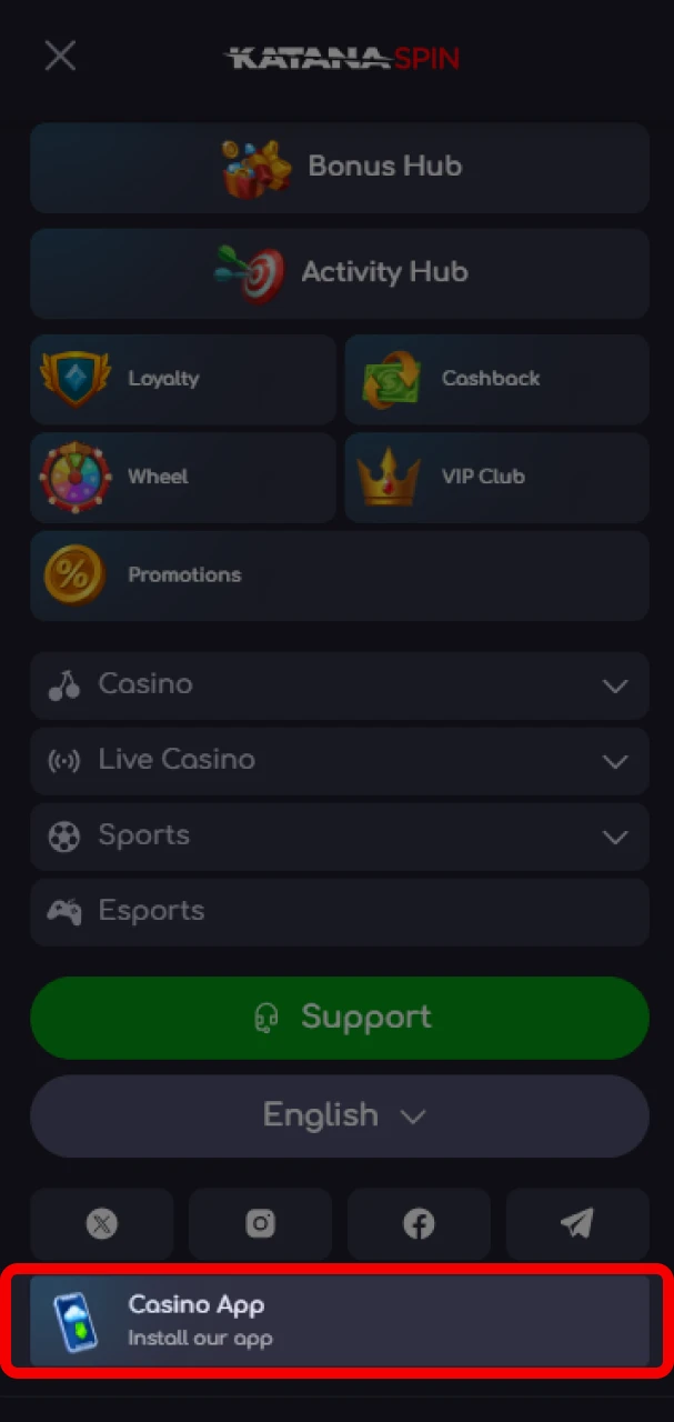 Open the KatanaSpin website to find a link to the Android app.