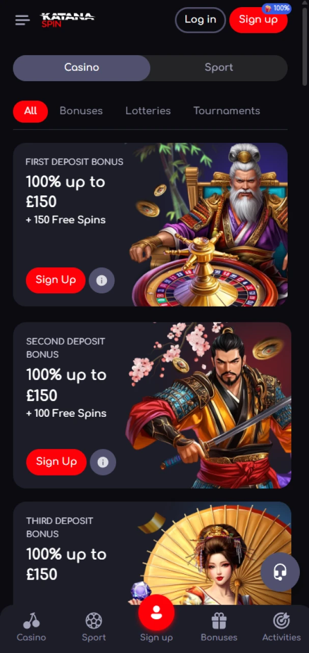 The KatanaSpin platform offers a lot of bonuses and promotions.