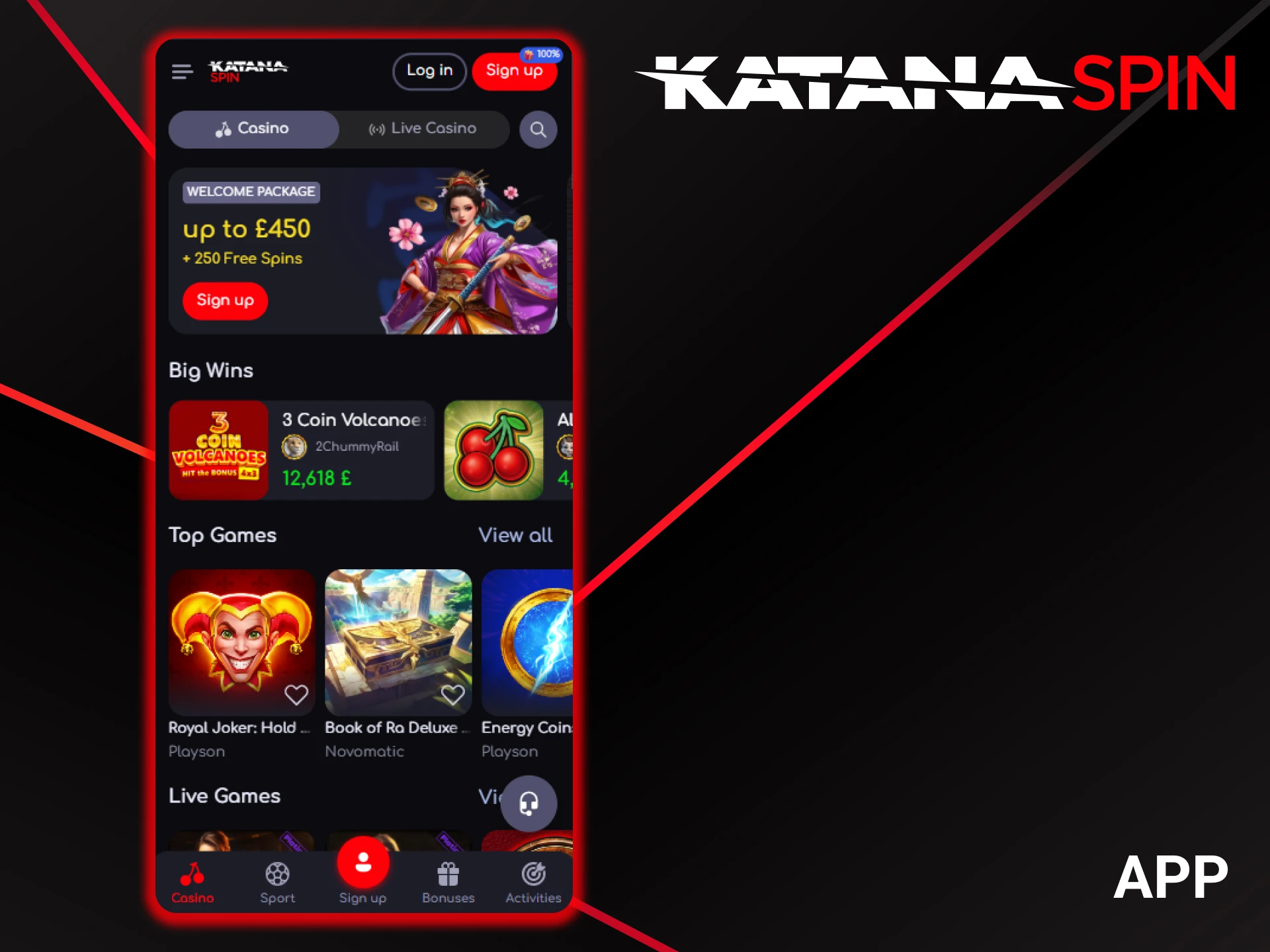 Install the KatanaSpin app on your device to play.