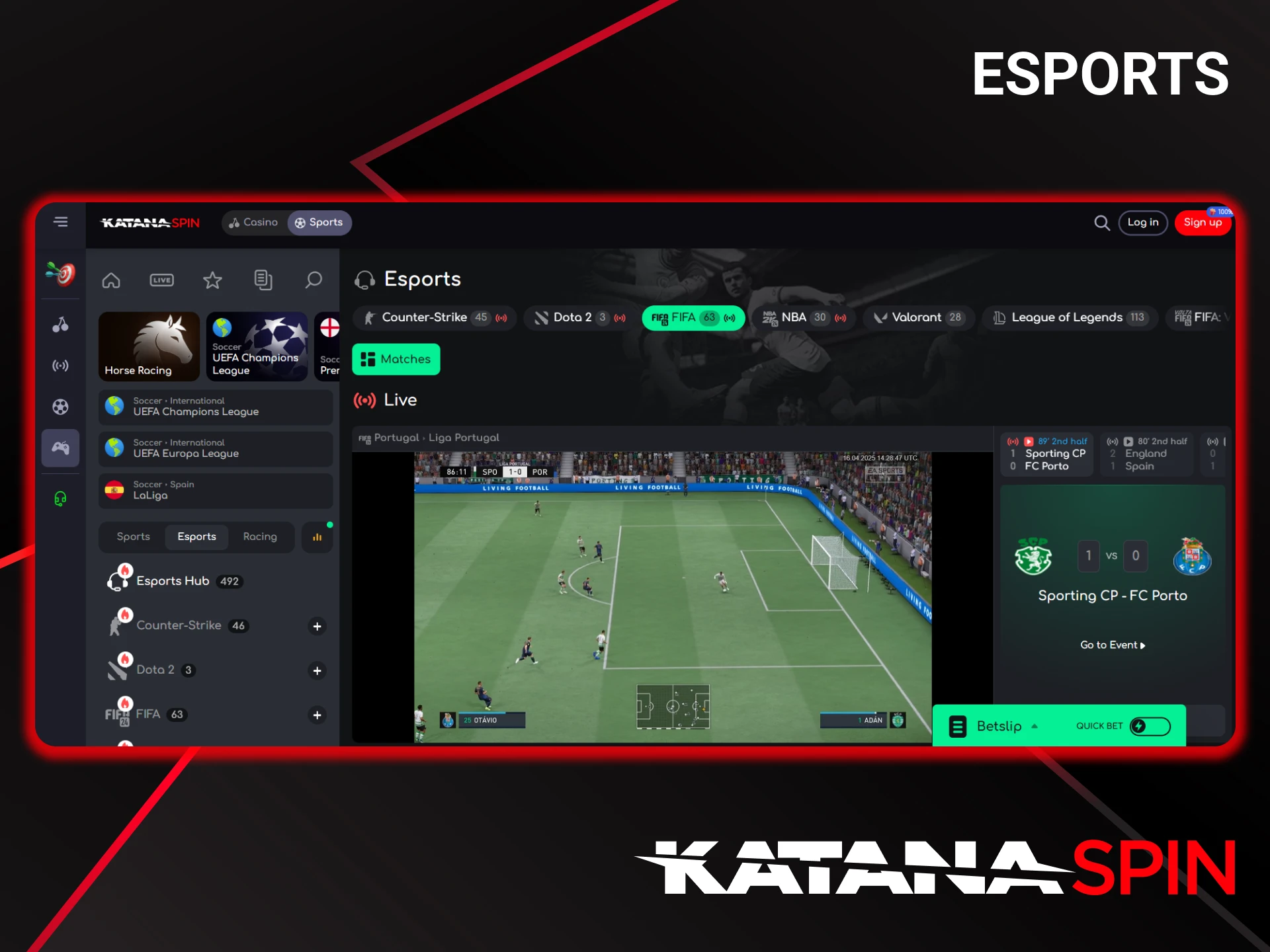 Bet on eSports on the official KatanaSpin website.