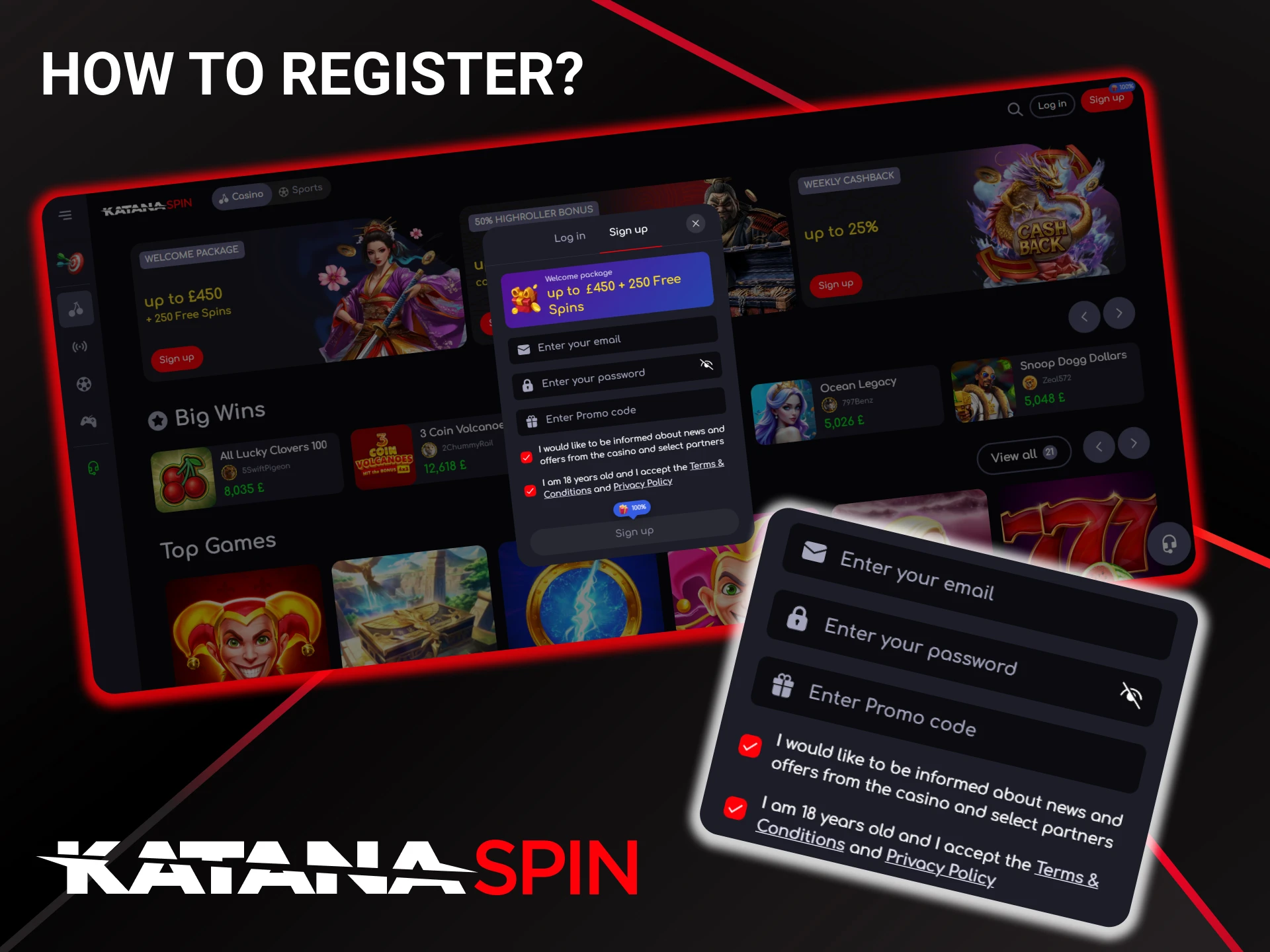 Find out how to create an account at KatanaSpin.