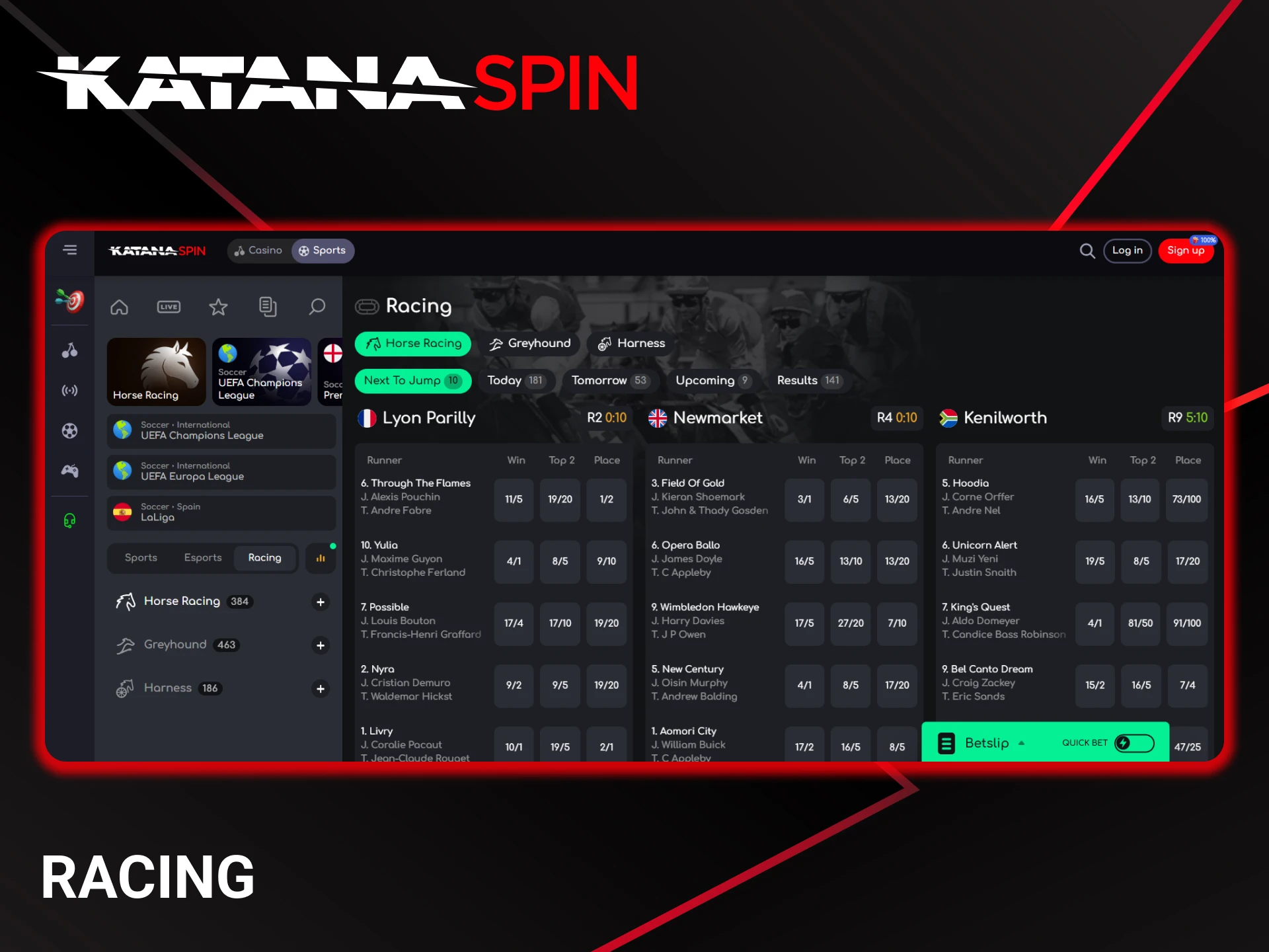 Place your racing bets at KatanaSpin bookmaker.