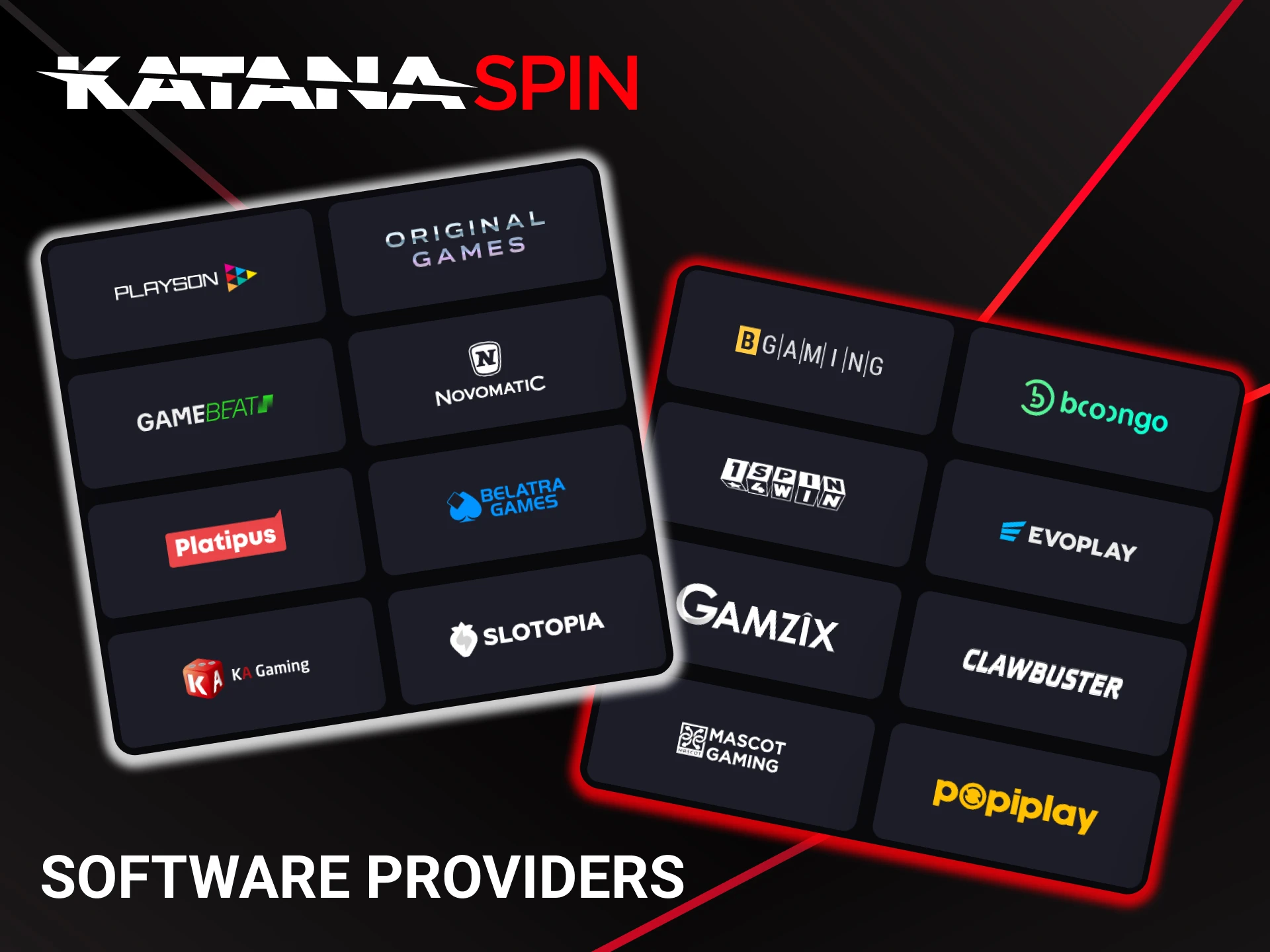 Play casino games from a number of different providers at KatanaSpin.