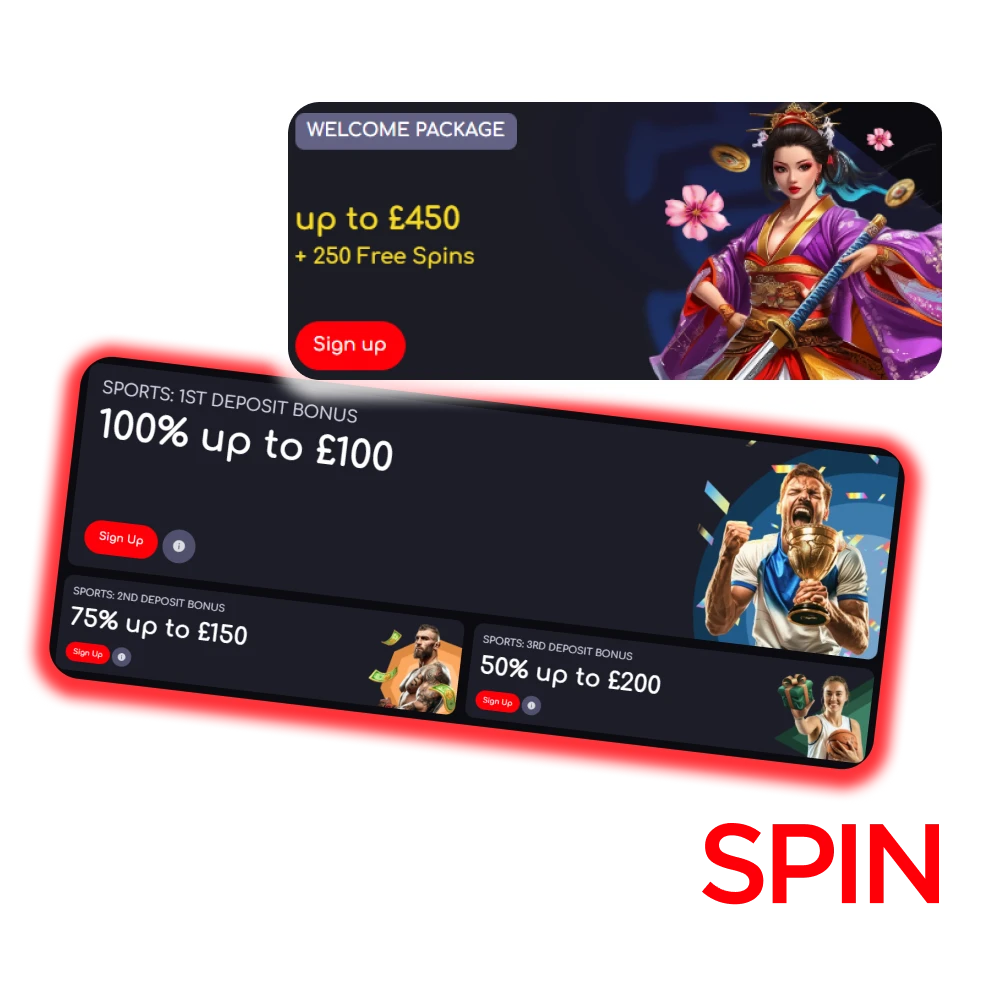 Join the KatanaSpin platform to receive welcome bonuses.