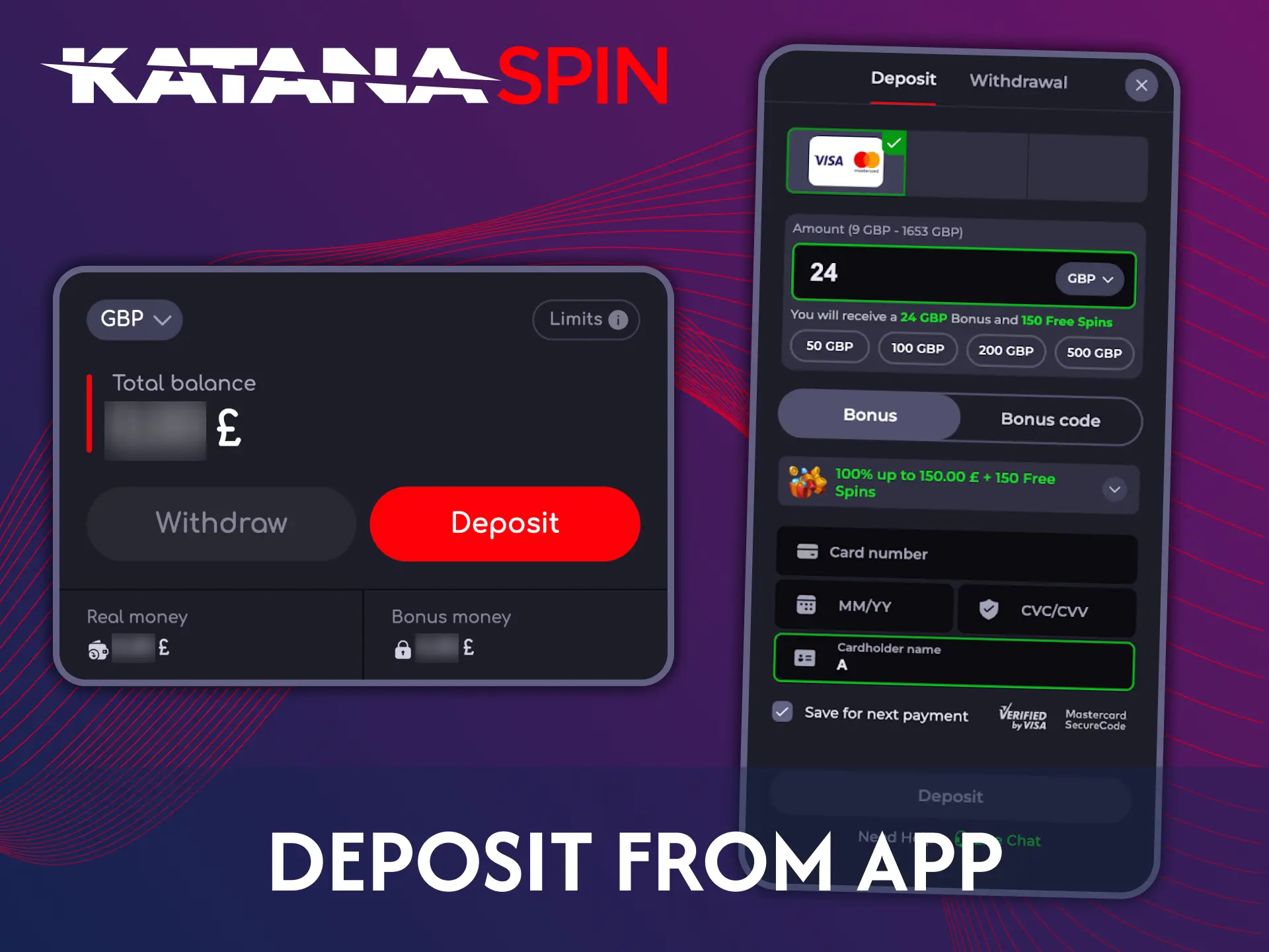Katanaspin offers an opportunity to make deposits via mobile.