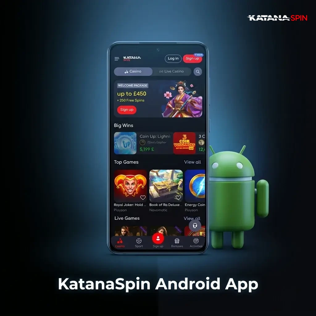 KatanaSpin Android app interface showing mobile sports betting and casino games on an optimised Android device