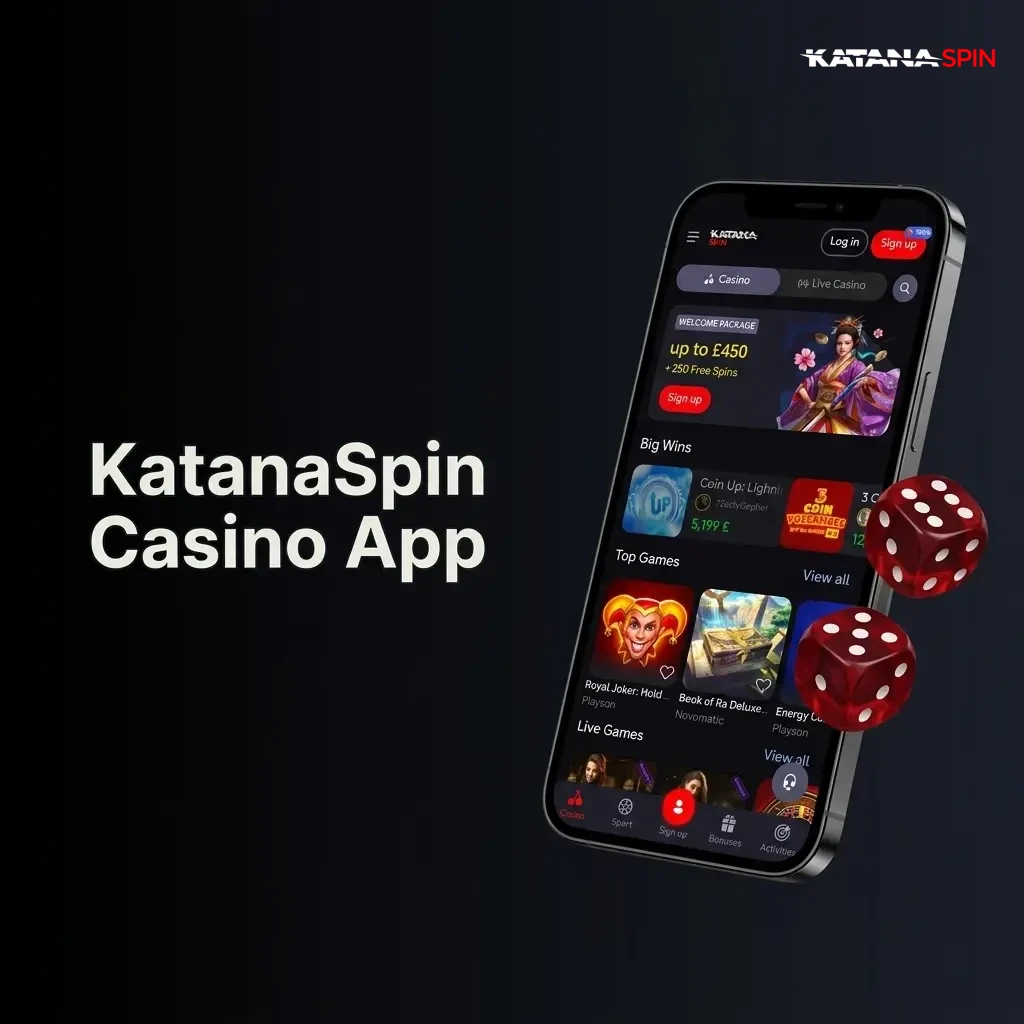 KatanaSpin casino app featuring 3,000+ games including slots, live casino, table games, jackpots, and crash games for UK players