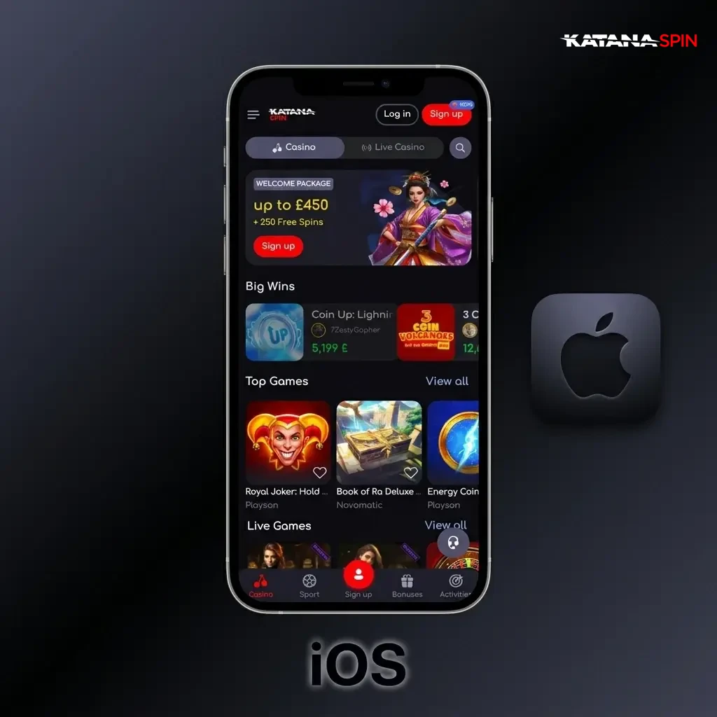 KatanaSpin iOS app installation guide for iPhone and iPad running iOS 12.0 or later via the App Store