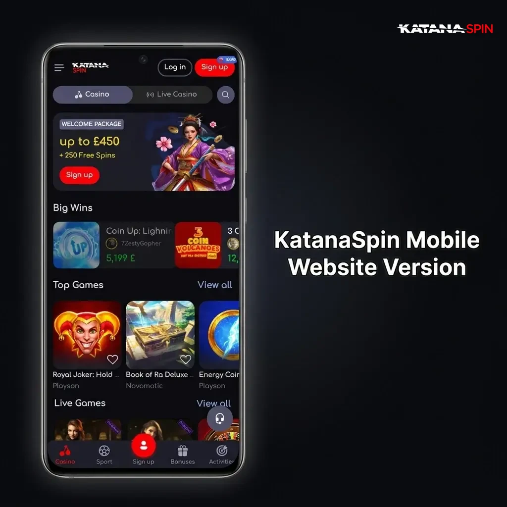 KatanaSpin mobile-optimised website accessible on smartphone and tablet for sports betting and casino games on iOS and Android