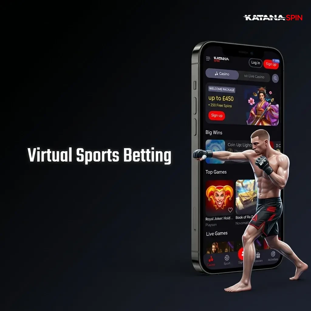 Virtual sports betting on KatanaSpin featuring football, horse racing, greyhound racing and tennis simulations available 24/7