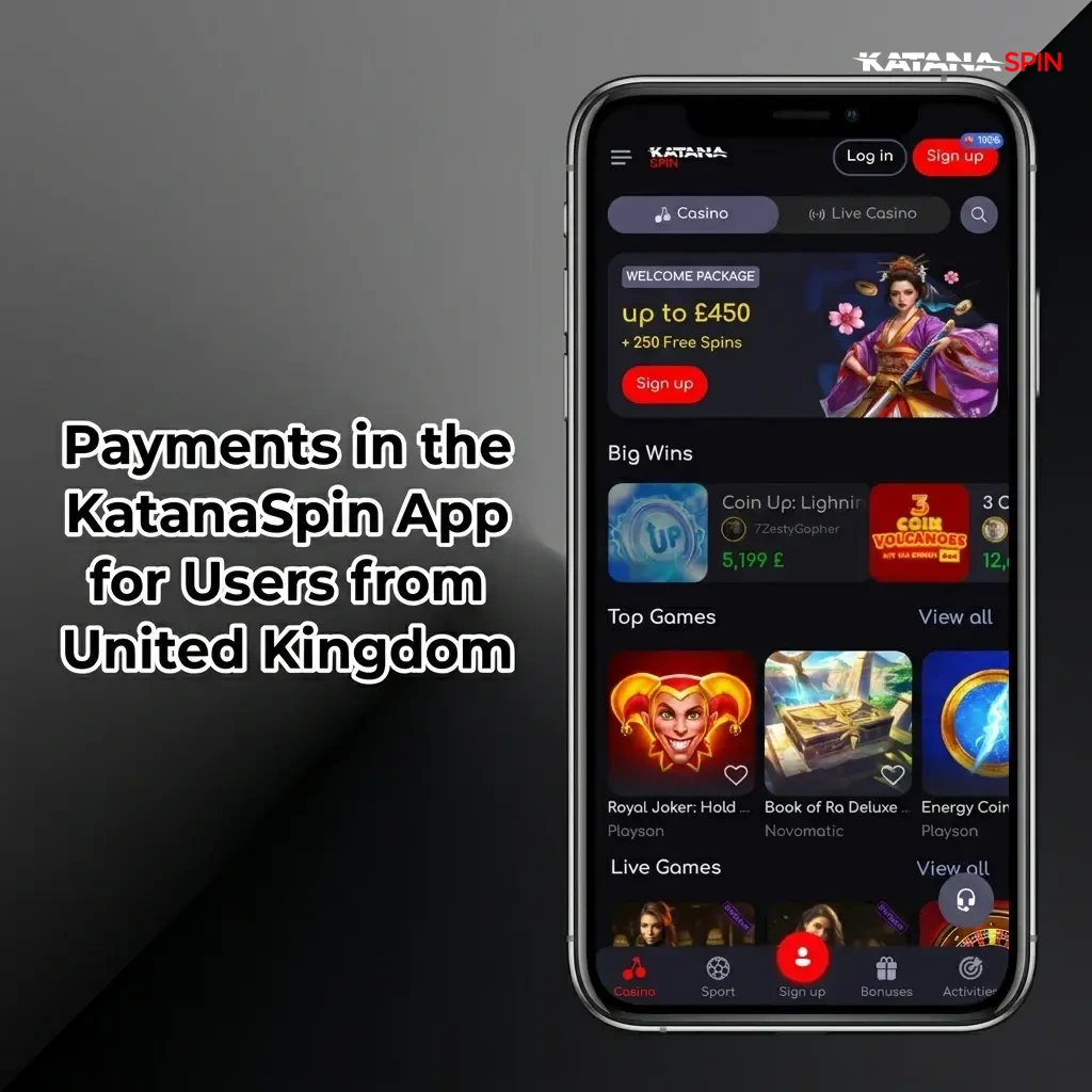 KatanaSpin app payment methods for UK users including Visa, Mastercard, Apple Pay, Google Pay and crypto options